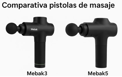 Imagen comparativa pistolas de masaje de la marca mebak