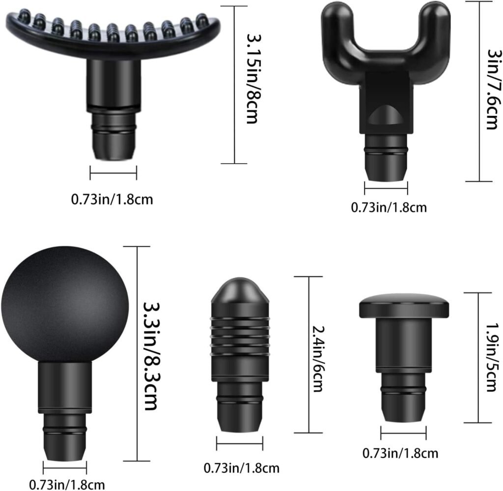 Distintos tipos de cabezales para las pistolas de masaje