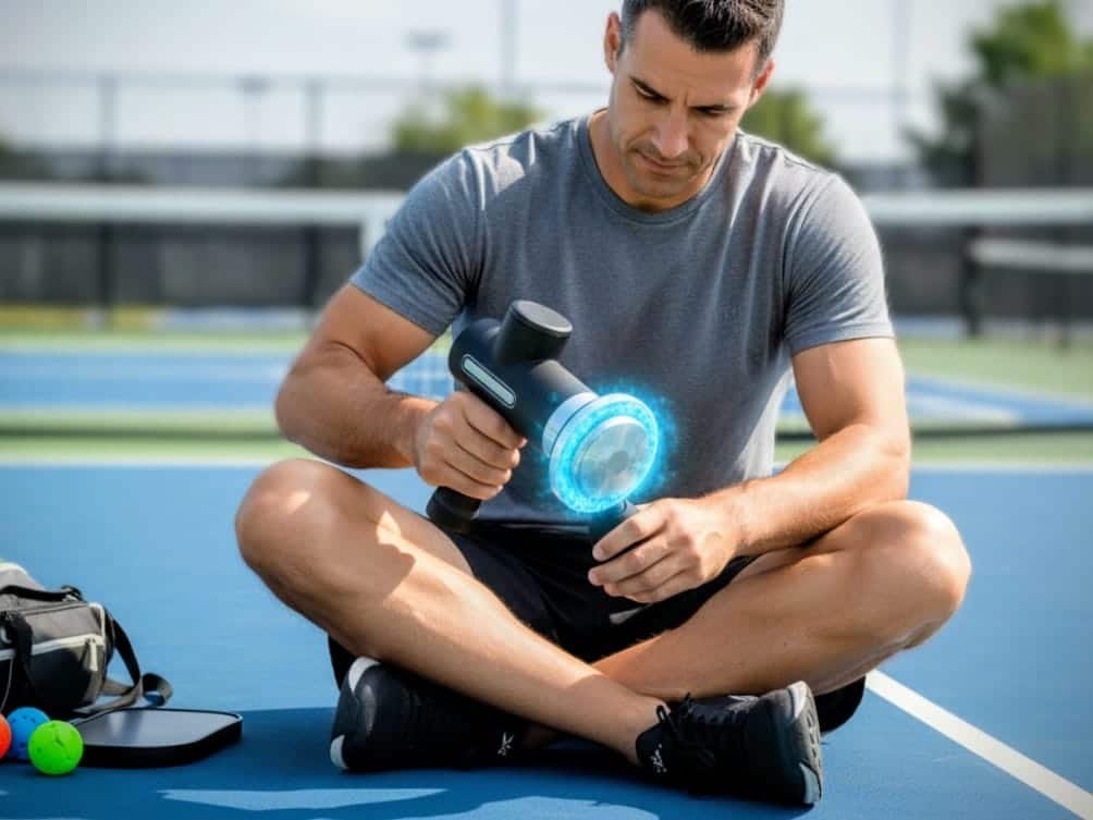 Uso de pistola de masaje con frío y calor